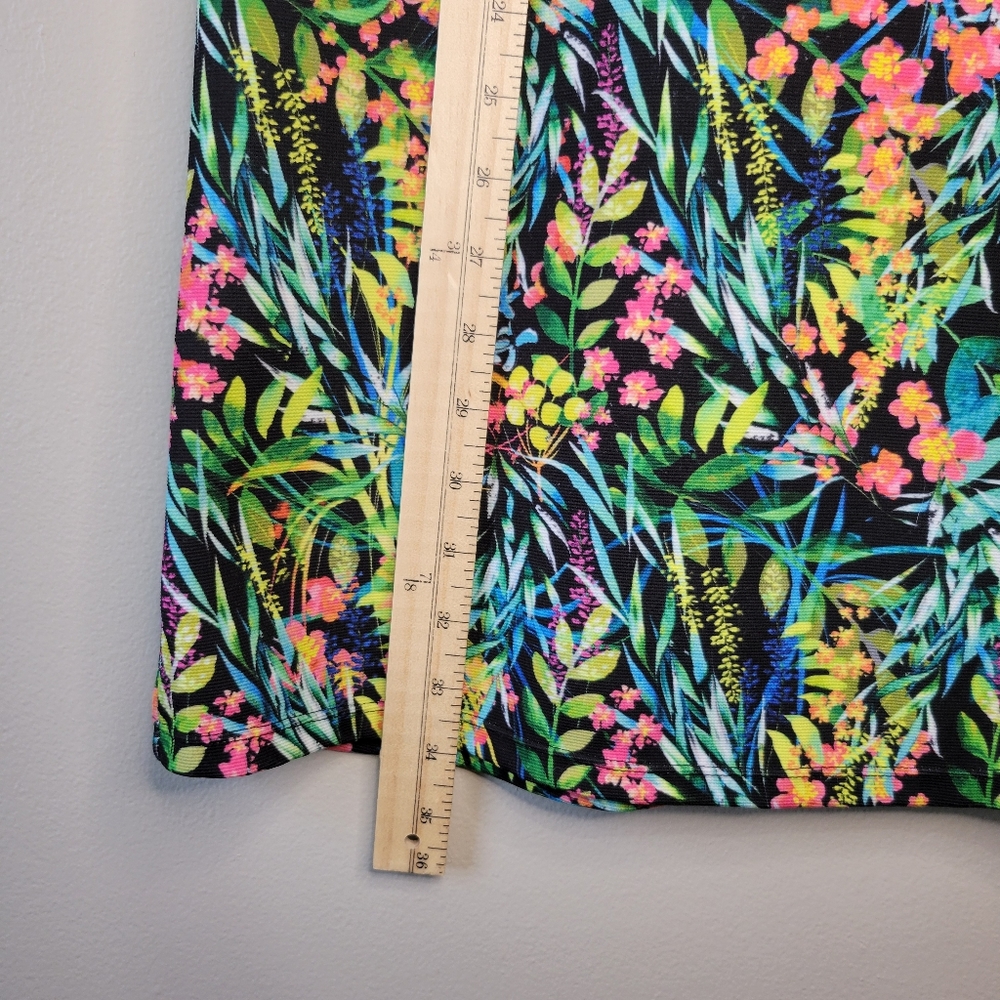 Zara Trafaluc Tropical Floral Neon Print Shift Dress Women’s Size Medium - Picture 8 of 8